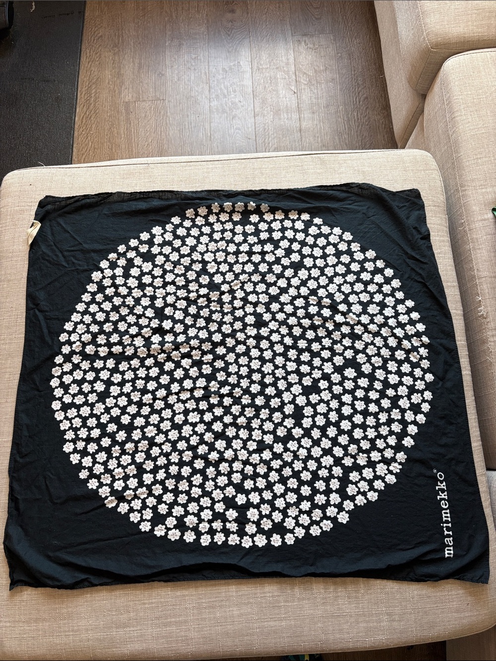 Marimekko Black and White Floral Circle Scarf